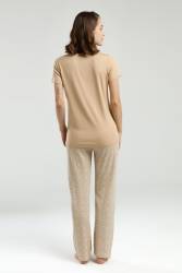 Pierre Cardin Kadın Pijama Takım, Üst Kısakol Yuvarlak Yakalı, Alt Cepli - Thumbnail