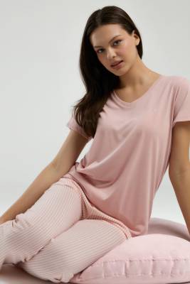 Pierre Cardin - Pierre Cardin Kadın Pijama Takım, Yazlık, Kısakollu, Cep Detaylı