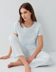 Pierre Cardin Kadın Pijama Takımı %50 Pamuk %50 Modal – Kısa Kollu Tişört & Çizgili Uzun Alt – Yumuşak ve Nefes Alabilen - 5