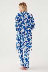 Pierre Cardin Kadın Saks Mavisi Dokuma 3'lü Takım - Thumbnail