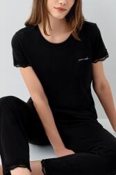 Pierre Cardin Kadın Siyah Dantel Detaylı Pijama Takımı – %50 Pamuk %50 Modal, Kısa Kollu Üst & Cepli Uzun Alt - 4
