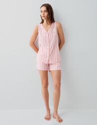 Pierre Cardin Kadın Şortlu Pijama Takımı – %50 Modal %50 Pamuk, Çizgili, Düğmeli Atlet Üst Somon