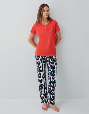 Pierre Cardin Kadın Uzun Paça Pijama Takımı – %50 Pamuk %50 Modal, Kısa Kollu, Yarım Düğmeli - 2