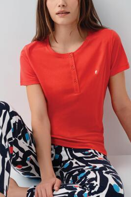 Pierre Cardin Kadın Uzun Paça Pijama Takımı – %50 Pamuk %50 Modal, Kısa Kollu, Yarım Düğmeli - 3