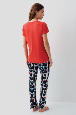 Pierre Cardin Kadın Uzun Paça Pijama Takımı – %50 Pamuk %50 Modal, Kısa Kollu, Yarım Düğmeli - 4