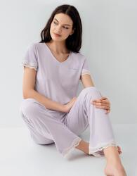 Pierre Cardin Kadın V Yaka Dantelli Pijama Takımı %50 Pamuk %50 Modal – Kısa Kollu, Tam Kalıp, Yumuşak Kumaş