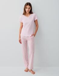 Pierre Cardin Kadın V Yaka Kısa Kollu Pijama Takımı %50 Pamuk %50 Modal – Cepli ve Çizgili Alt, Yumuşak Dokulu (1)