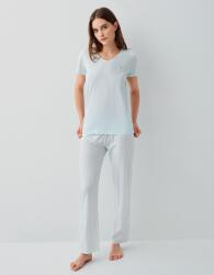Pierre Cardin Kadın V Yaka Kısa Kollu Pijama Takımı %50 Pamuk %50 Modal – Cepli ve Çizgili Alt, Yumuşak Dokulu Açık Mavi