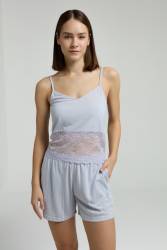 Pierre Cardin Kadın Viskon Mavi 3'lü Takım - Thumbnail