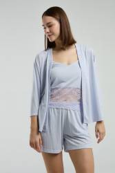 Pierre Cardin Kadın Viskon Mavi 3'lü Takım