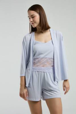 Pierre Cardin - Pierre Cardin Kadın Viskon Mavi 3'lü Takım