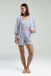 Pierre Cardin Kadın Viskon Mavi 3'lü Takım (1)