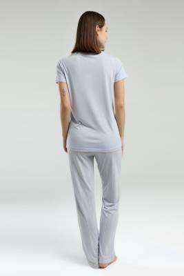 Pierre Cardin Kadın Yazlık Pijama Takım, Alt Çizgili ve Cepli, Üst kısakol yazı baskılı - 5