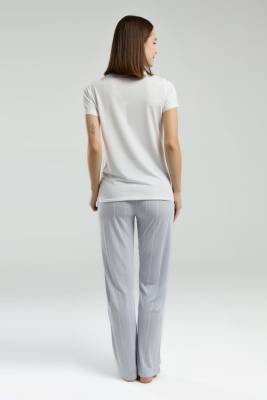 Pierre Cardin Kadın Yazlık Pijama Takım, Alt Çizgili ve Cepli, Üst kısakol yazı baskılı - 10