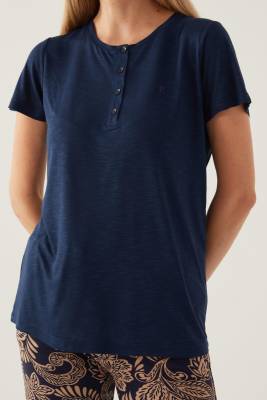 Pierre Cardin Lisanslı, Kadın, Yazlık Pijama Takım, Cep Detaylı, Büyük Beden Seçenekli - 3