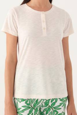 Pierre Cardin, Lisanslı, Yazlık Kadın Pijama Takım, %100 Pamuk, Yakası Düğmeli - 3