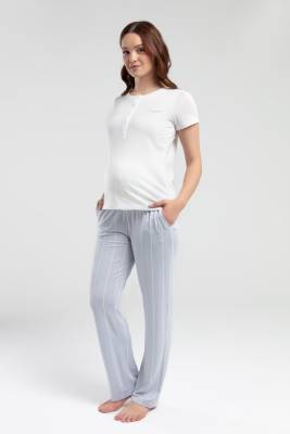 Pierre Cardin Mavi Beyaz Lohusa Pijama Takım - 4