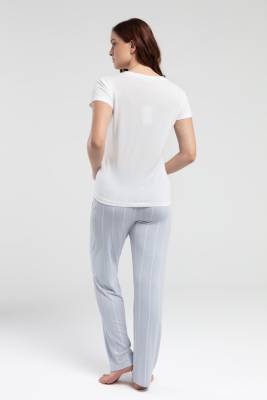 Pierre Cardin Mavi Beyaz Lohusa Pijama Takım - 5