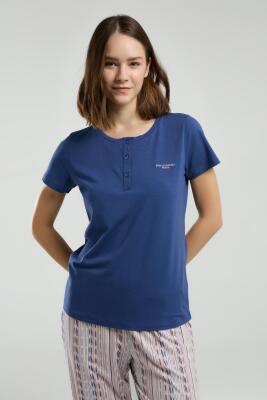 Pierre Cardin Modal Pamuk Düğmeli Yaka Kısakol Cepli Kadın Pijama Takım - 3