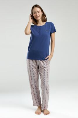Pierre Cardin Modal Pamuk Düğmeli Yaka Kısakol Cepli Kadın Pijama Takım - 1