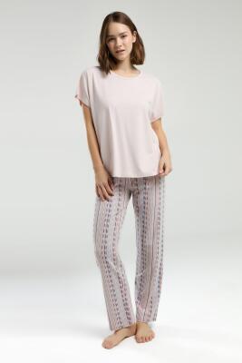 Pierre Cardin Modal Pamuk Pijama Takım, Üst Düz, Alt Desenli Cepli Yazlık Pijama Takım - 3
