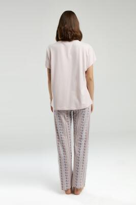 Pierre Cardin Modal Pamuk Pijama Takım, Üst Düz, Alt Desenli Cepli Yazlık Pijama Takım - 5