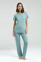 Pierre Cardin Su Yeşili Düğmeli Yaka Kısakol Pijama Takım, Cep Detaylı, Viskon Kumaş - 2