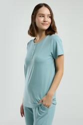 Pierre Cardin Su Yeşili Düğmeli Yaka Kısakol Pijama Takım, Cep Detaylı, Viskon Kumaş - 4