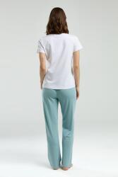 Pierre Cardin Üst Beyaz Kısakol Bisiklet Yaka, Alt Yeşil Cepli Pijama Takım, Viskon Kumaş - 4