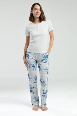 Pierre Cardin - Pierre Cardin Üst Kaşkorse Yuvarlak Yaka Düğmeli, Alt Çiçek Baskılı Cepli Takım