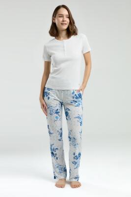 Pierre Cardin Üst Kaşkorse Yuvarlak Yaka Düğmeli, Alt Çiçek Baskılı Cepli Takım - 1