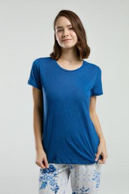 Pierre Cardin Üst Saks Kısakol Bisiklet Yaka Alt Çiçek Baskılı Cepli Pijama Takım - 4