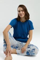 Pierre Cardin Üst Saks Kısakol Bisiklet Yaka Alt Çiçek Baskılı Cepli Pijama Takım - 1