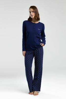 Pierre Cardin - Pierre Cardin Uzunkol, Kadın Büyük Beden Pijama Takım, Viskon kumaş (1)