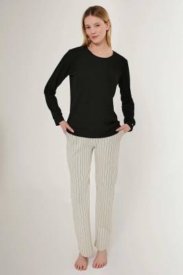 Pierre Cardin - Pierre Cardin Uzunkol Kadın Pijama Takım, Büyük Beden Kadın Pijama Takım