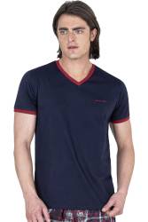 Pierre Cardin V Yaka T-shirt ve Cepli Şort Takım, %100 Pamukludur - Thumbnail