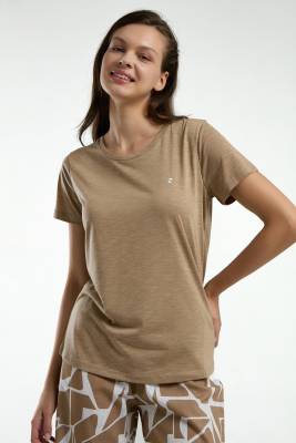 Pierre Cardin - Pierre Cardin Vizon Renk Kapri Takım, Üst Kısakol T-shirt, Alt Desenli Kapri (1)