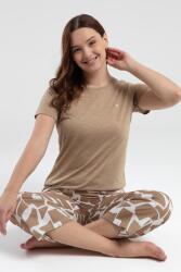 Pierre Cardin Vizon Renk Kapri Takım, Üst Kısakol T-shirt, Alt Desenli Kapri