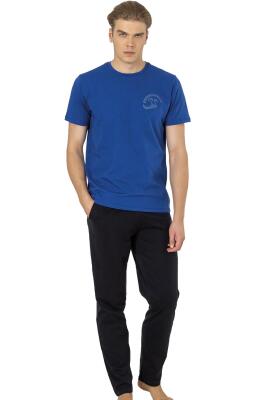 Pierre Cardin Yazı Baskılı, %100 Pamuk, Bisiklet Yaka, Kısakol, Erkek Pijama Takım - 3
