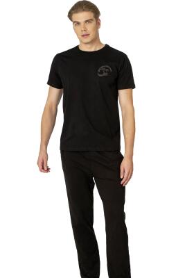 Pierre Cardin Yazı Baskılı, %100 Pamuk, Bisiklet Yaka, Kısakol, Erkek Pijama Takım - 5