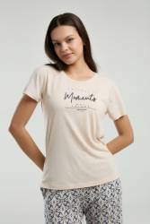 Pierre Cardin Yazı Baskılı T-shirt ve Desenli Cepli Kapri Pijama Takım - Thumbnail