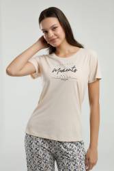 Pierre Cardin Yazı Baskılı T-shirt ve Desenli Cepli Kapri Pijama Takım - Thumbnail