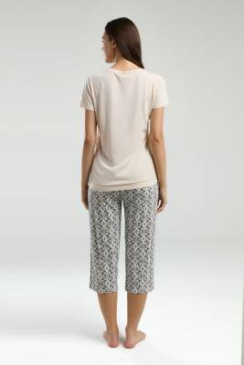 Pierre Cardin Yazı Baskılı T-shirt ve Desenli Cepli Kapri Pijama Takım - 5