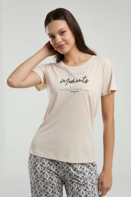 Pierre Cardin Yazı Baskılı T-shirt ve Desenli Cepli Kapri Pijama Takım - 3