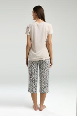 Pierre Cardin Yazı Baskılı T-shirt ve Desenli Cepli Kapri Pijama Takım - 5