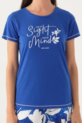 Pierre Cardin Yazlık Kadın Pijama Takım, %100 Pamuk, Alt Cepli ve Desenli, Üst Yuvarlak Yaka Düz Renk - 8