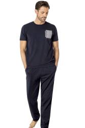 Pierre Cardin Yuvarlak Yaka, Kısakol, Cepli, %100 Pamuk Erkek Pijama Takım - Thumbnail