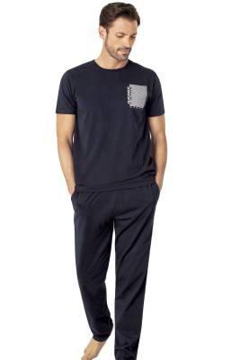 Pierre Cardin Yuvarlak Yaka, Kısakol, Cepli, %100 Pamuk Erkek Pijama Takım - 3