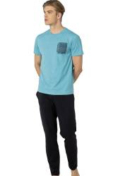 Pierre Cardin Yuvarlak Yaka, Kısakol, Cepli, %100 Pamuk Erkek Pijama Takım - Thumbnail