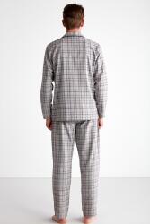 Rahat Kalıp Boydan Düğmeli Ekoseli Erkek Pijama Takım, Uzunkol Kareli Mevsimlik Pijama Takım - 3